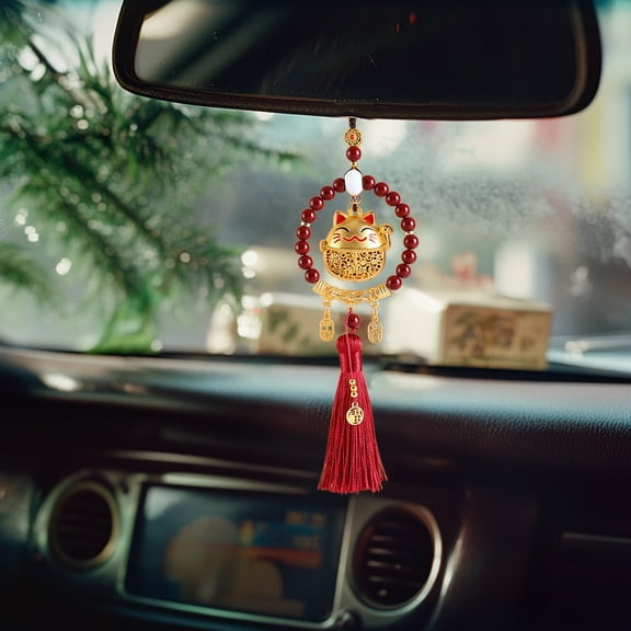 Kcavykas Tassel Car Hanging Charm Cute Car Rearview Mirror Hanging Pendant Car Interior Decoration for Women and Girls Creative Ornament Gift Birthday Gift