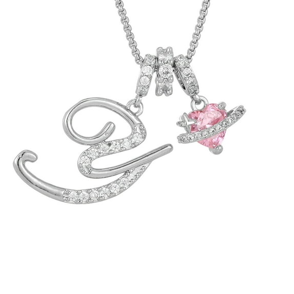 Kcavykas Valentine's Day Gift Anniversary Gift Colored Rose Heart Letter Pendant Necklace Personalized Initial Charm Plated Alloy Adjustable Chain for Her Romantic Birthday Bridesmaid