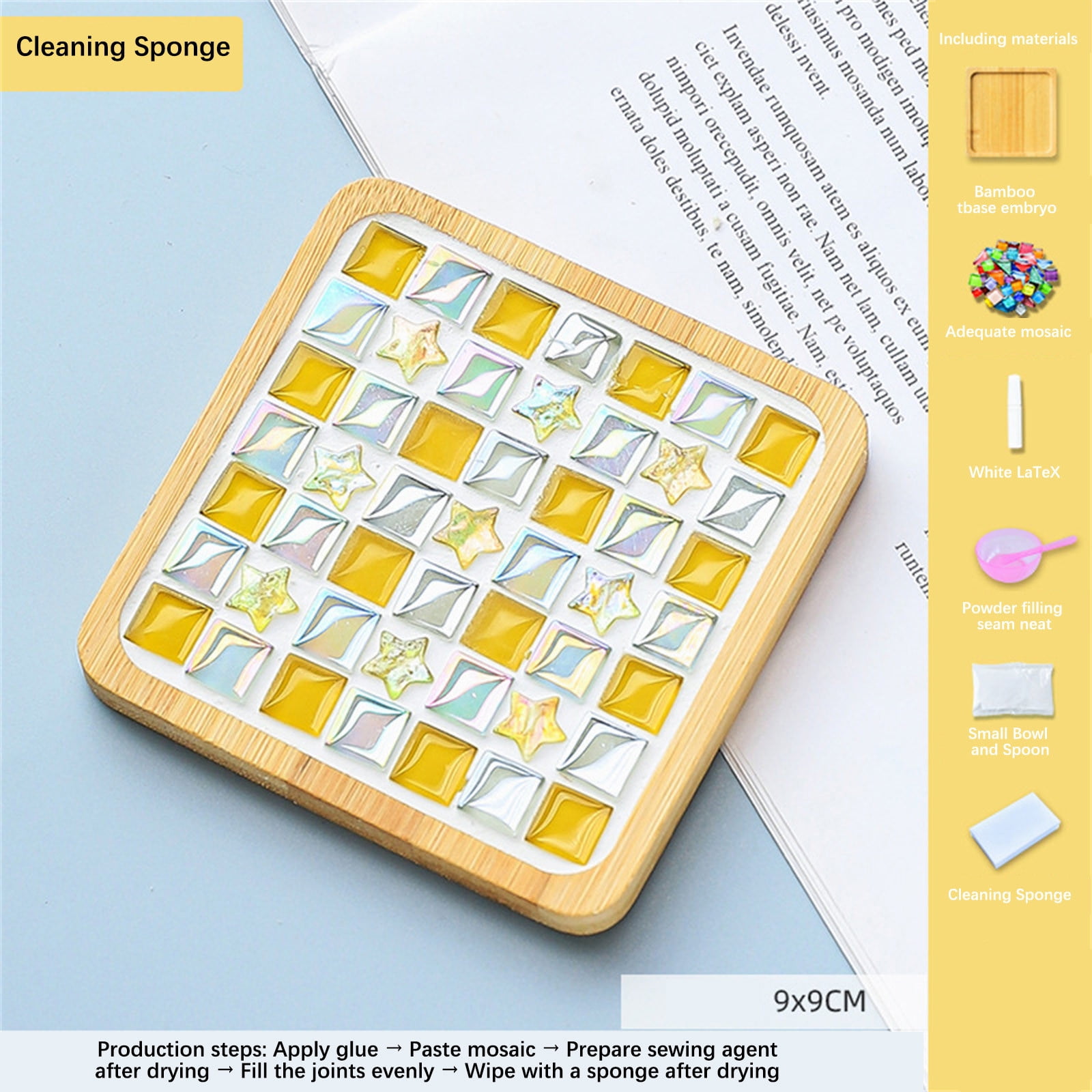 Kcavykas Waterproof Coasters Crafts Mosaicss Tile Set Wooden Cup Mats ...