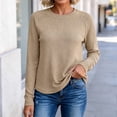 thumbnail image 1 of Kcavykas Womens Tops Waffle Knit Women's Blouses Crew Neck Raglan Long Sleeve Loose Casual Top for Daily, 1 of 8