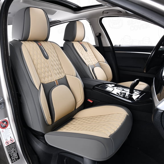Kcdowiv Interior Seat Covers Fit for Ford Taurus 2015 Leather Seat Covers Upholstery Protection Model Specific Cushioned Support Armrest Compatible