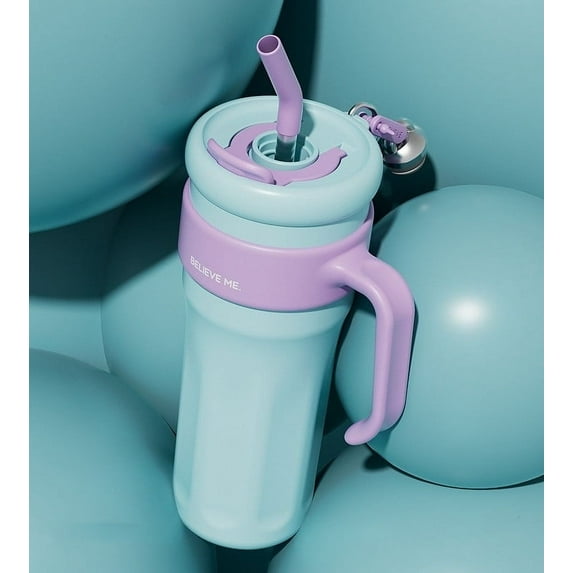 Kchsj 40 oz Tumbler with Handle and Straw,Leak‑Proof Vacuum Insulated Stainless Steel Water Bottle, Double Walled,Cupholder Friendly,Thermal Coffee & Water Flask,Easy Clean,Outdoor Travel Mug Blue