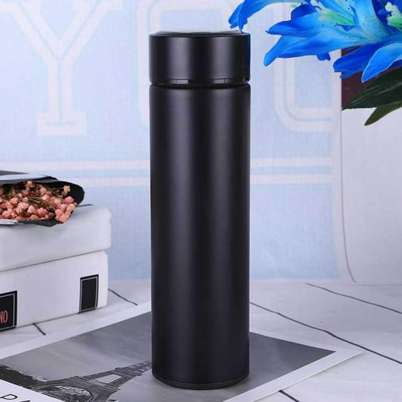 Kchsj Insulated Water Bottle,17 oz Stainless Steel Thermo Bottle with Double Wall Vacuum, Leakproof, Keeps Hot for 5 Hrs,Cold for 9 Hrs, for Coffee,Tea with Built-in Tea Strainer,Perfect Gift Black