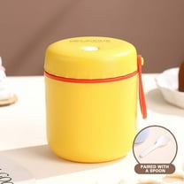 Kchsj Vacuum Insulated Food Jar with Spoon & Lid, 304 Stainless Steel Insulated Cup, 500ml Leak-Proof Hot & Cold Thermos for Home or Student Breakfast,Portable,Food Grade,Durable,Easy Carry Yellow