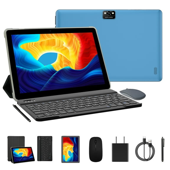 Kchsji 101 Inch Android13 Tablet PC, 7GB+64GB and 1TB Expansion, IPS HD Screen Bluetooth 52 & WiFi6, Wireless Keyboard and Mouse for Online Learning, Entertainment, and Gaming