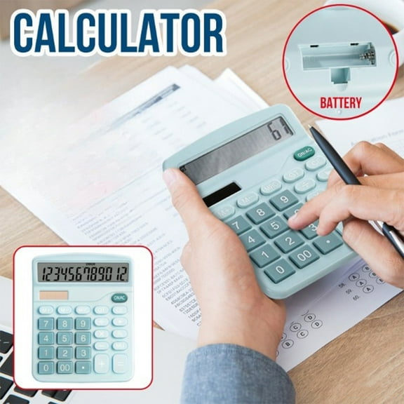 Kchsji 12 Digit Desktop Calculator, Large LCD Display, Dual Power Solar & Battery, Ergonomic Keypad for Comfortable Use, Ideal for Home, Office, or Student Calculations