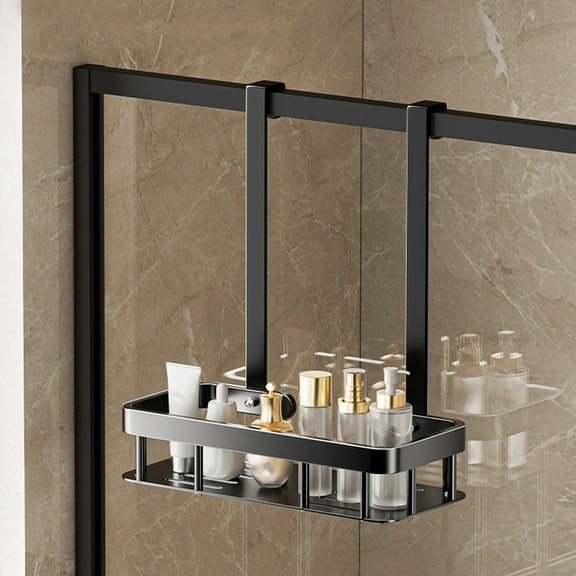 Kchsji 2-Tier Hanging Shower Caddy - Large Capacity, Rustproof, Over-the-Door Organizer, Soap Tray, Hooks for Bathroom Storage, No Drilling, Quick Installation for Bathroom Use