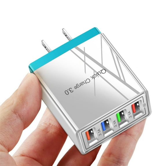 Kchsji 4-Port Fast LED QC30 USB Hub Wall Charger 31A Power Adapter Foldable US Plug High-Speed Multi Device Charging for Phones Tablets Smartphones Gadgets Travel Home Office Use