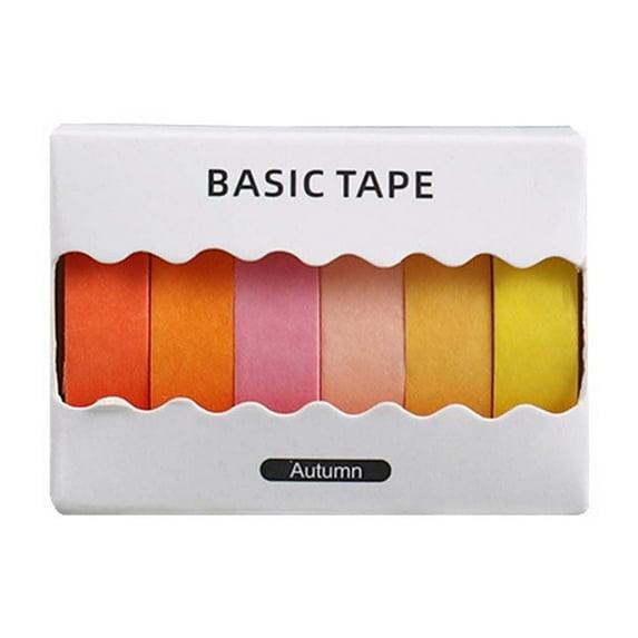 Kchsji 6-Pack Solid Color Washi Tape Set - Decorative Paper Tape for Scrapbooking, Journaling, Crafting, DIY Projects, 6 Bright Colors for All Ages, Easy Tear, Ideal for Decorating and Organizing