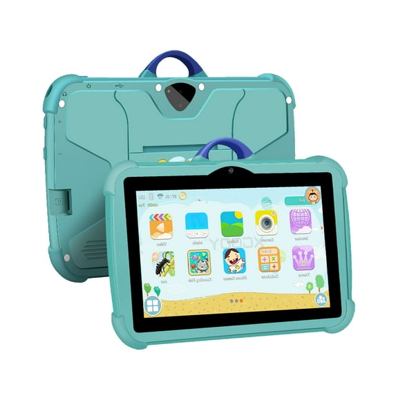 Kchsji 7-Inch Android WIFI Bluetooth Tablet Computer Educational Games Learning Apps Portable Kids Tablet with Front Rear Camera Long Battery Life for Travel Home School Study Entertainment Use
