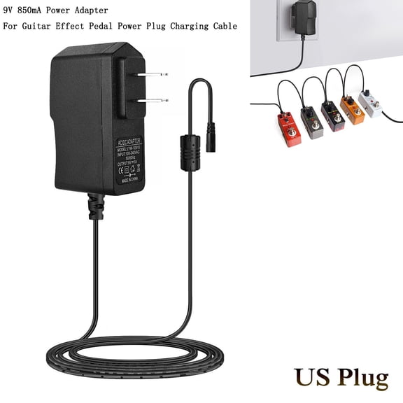 Kchsji 9V 850mA Guitar Effect Pedal Power Adapter Replacement Cable 66Ft Tip Negative Connector Short Circuit Protection Noise-Free for Vox Stomplab KLIQ Danelectro Musical Devices Studio Stage Use