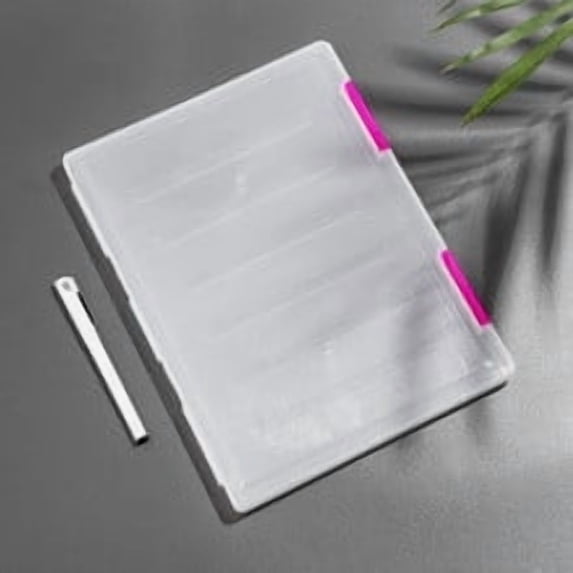 Kchsji A4 Transparent Storage Box Clear Plastic Document Paper Filing Case for Home Office Certificates Papers Stackable Organizer Desktop Storage Holder File Box Convenient Space-Saving