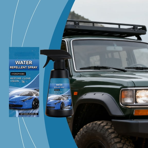 Kchsji Auto Glass Body Water-Repellent Spray 250ml Rainproof SiO₂ Coating Hydrophobic Shield Windows Paint Trims Fast Spray Wipe Night Visibility Anti-Chatter Safety Car