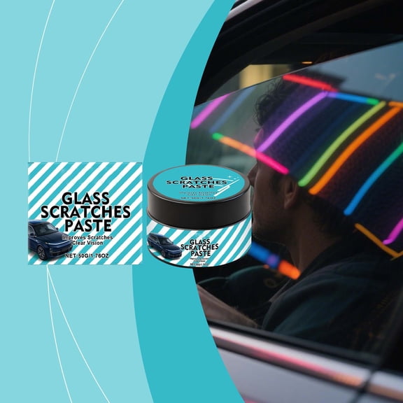 Kchsji Auto Glass Scratch Removal Paste 50g, Fine Abrasive Windshield Window Polish, Light Scratch And Scuff Erase, Optical Clarity Restore, Hand Use With Microfiber, Travel Tin For Safer Driving