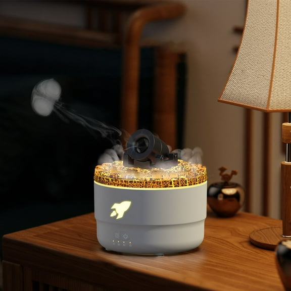 Kchsji Battery Powered Aromatherapy Humidifier Big Spray Colorful Flame Light Volcano Effect Adjustable Timer Mist Function for Home Bedroom Living Room Office Spa Relaxation Decor