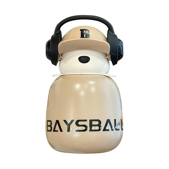 Kchsji Bear Insulated Water Bottle,Kids Water Bottle for School,Coldest Water Bottle,Straws Small Water Bottles,Mini Water Bottle,Cute Water Bottle,Leak Proof Water Bottles for Travel Coffe SoupBrown