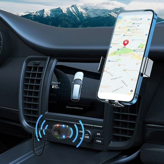 Kchsji Bluetooth 5.3 Transmitter Receiver Car Audio Adapter, Hands-Free Call Music Streaming, Colorful Night Lights, USB Disk Support, Navigation Voice Broadcast for Cars Trucks SUV Vehicles