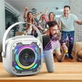 thumbnail image 1 of Kchsji Bluetooth Karaoke Microphone Speaker Wireless Portable PA System 8W Mini Subwoofer Voice Changer Recording LED Lights 1200mAh Battery for Outdoor Party Home Events Travel Camping, 1 of 3