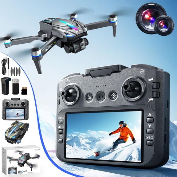 Kchsji Brushless 1080P Quadcopter With Screen Remote Control, ESC Tilt Camera, LED Night Lights, Headless Mode, One‑Key Start Landing, Obstacle Avoidance, 3‑Speed, Wi‑Fi, 10‑Minute Flight