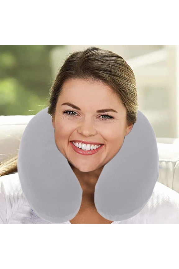 C-Shaped Neck Pillow Travel Pillow - Crystal Velvet Ergonomic Neck Support Pillow for Office Nap, Car, Airplane Travel - 360° Surround Support Reduces Neck Pressure for Travel Use