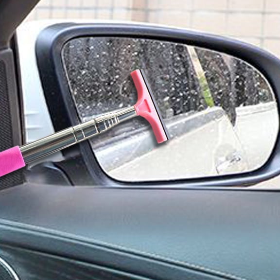 Kchsji Car Rearview Mirror Cleaning Brush, Retractable 38.5" Wiper, Soft Layered Adhesive Scraper for Water Dirt Removal, Labor-Saving Glass Cleaner for Car Home Windows Bathroom Mirrors Portable Use