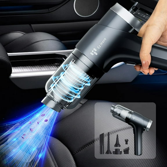 Kchsji Car Vacuum Cleaner Powerful Handheld, High-Speed Turbo Suction, Cordless 4000mAh Battery, Washable Filter for Fine Dust, Compact Auto Home Cleaner for Cars SUVs Trucks Offices