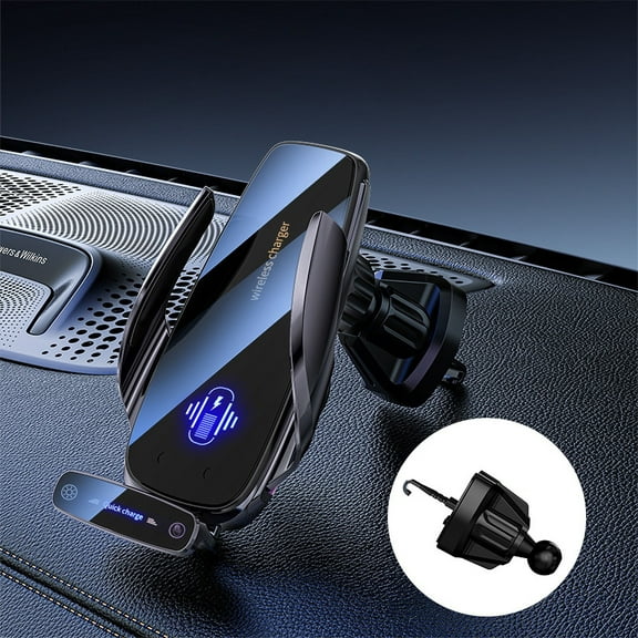 Kchsji Car Wireless Charger 10W Fast Charging Telescopic Automatic Induction Phone Holder for iPhone Samsung Android Vehicles 360° Rotation Dashboard Mount Convenient Travel Car Accessories
