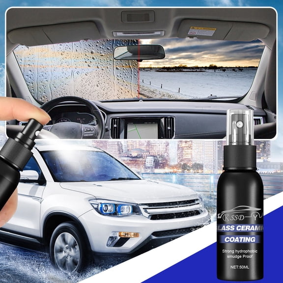 Kchsji Ceramic Glass Cleaner Water Repellent Protective Coating for Windshields Mirrors Navigation Screens Cars Trucks SUVs Home Office Fast Spray Wipe Hydrophobic Auto Glass Treatment