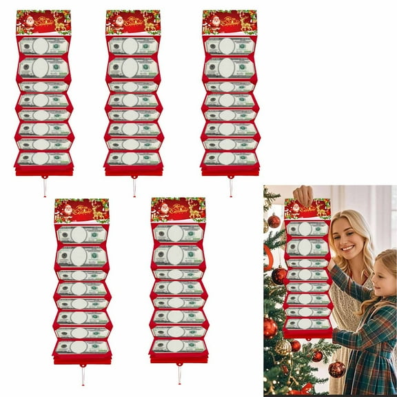 Kchsji Christmas Red Envelope Money Box 10 Card Slots Holiday Gift Storage Surprise Party Decoration for Christmas Family Gatherings Holiday Games Kids Adults Stocking Stuffer