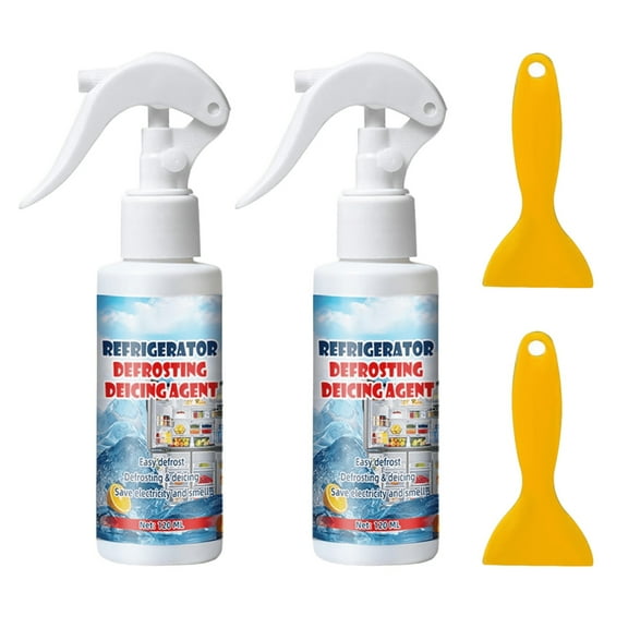 Kchsji Cooler Freezer Spray Cleaner 120ml Food Safe Defrost and Deodorize for Refrigerators Freezers Easy Melt Frost Stubborn Stains Odor Removal Environmentally Friendly Kitchen Use