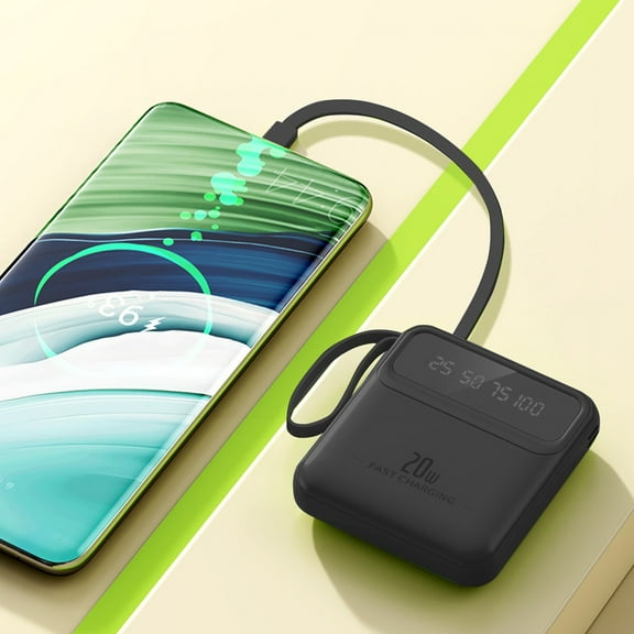 Kchsji Cosmetic Mirror Power Bank 5000mAh with Charging Cable, Integrated Lanyard Attachment, Ideal for Travel, Outdoor, Office Use, Multi-functional & Convenient Charging Solution