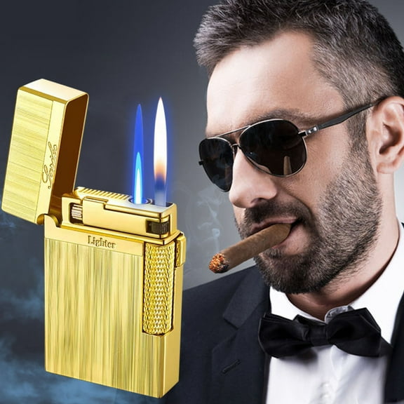 Kchsji Crater Clear Light Inclined Fire Open Flame Wheel Lighter Mini Portable Butane Adjustable Flame for Candles Incense Cigarettes Camping Travel Party Gift for Family Friends Handyman