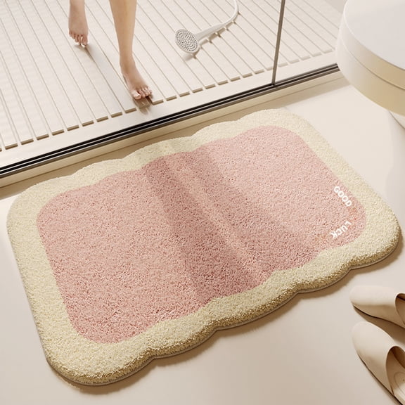 Kchsji Creamy-Style Imitation Sheep Wool Entrance Mat - Non-Slip Water-Absorbent Bathroom Rug for Shower Toilet, Soft Fluffy Comfort for Home Entryway Hallway, Modern Spa Bathroom Decor