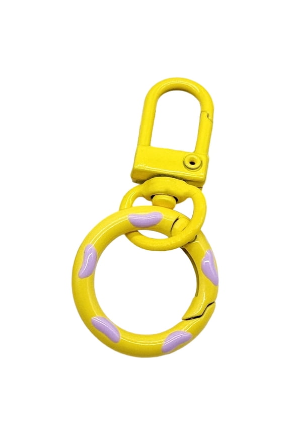 Donut Spring Hook Keychain, Candy-Colored Enamel Coated Key Ring with Door Knob, Playful Donut Shape Keychain Accessory for Bags Keys, Colorful Gift Keychain for Kids Adults