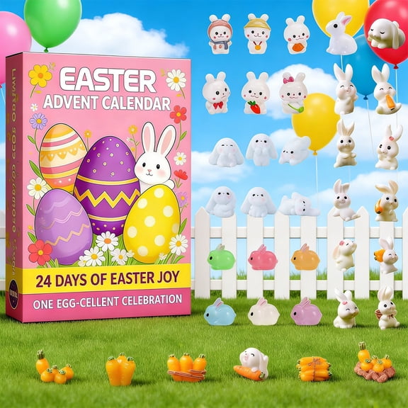 Kchsji Easter Bunny Carrot Advent Calendar With 24 Collectible Ornaments, Handmade Materials, Surprise Boxes, Decorative Countdown Gift For Family Or Classrooms, Eco‑Friendly Holiday Display