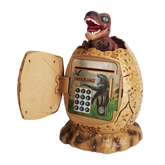 Kchsji Electronic Dinosaur ATM Bank for Money Saving Cash Coin Password Toy Fun Interactive Educational Gift for Birthday Holidays Desk Room Playtime Creative Learning Entertainment