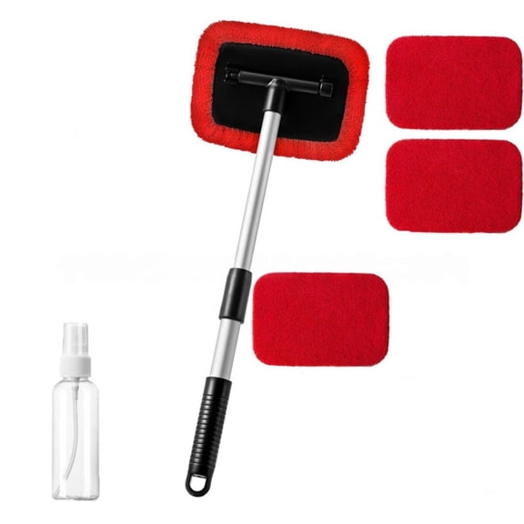 Kchsji Extendable Windscreen Cleaning Brush Kit With 180° Rotating Head, 4 Washable Pads, Telescopic Handle, Demister Function, Multi‑Surface Use For Car SUV RV Truck Home Glass And Mirrors