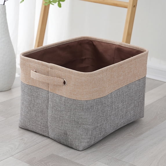 Kchsji Fabric Storage Baskets Rectangular Organizer Bin For Clothes Toys Linens Gift Storage Foldable Carry Handle Portable Home Office Bedroom Storage Container