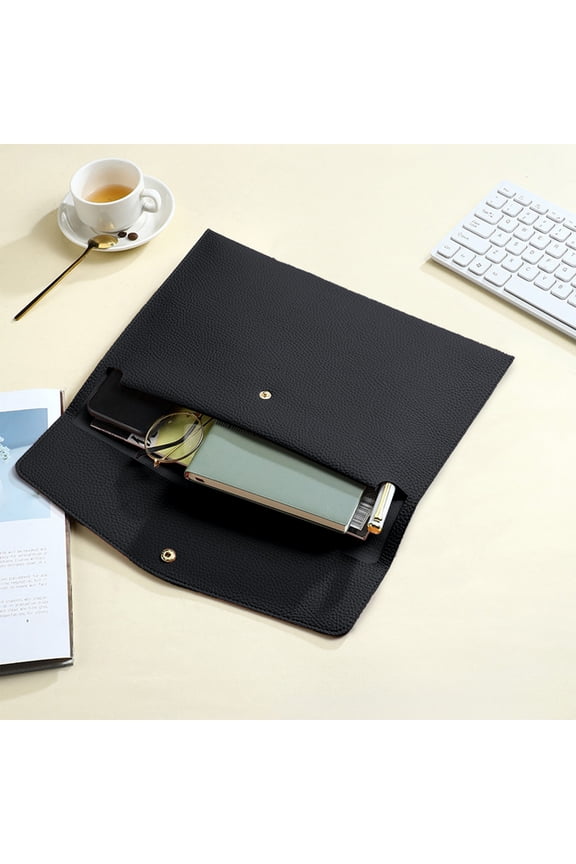 File Folders Waterproof Leather Document Envelope Case Bag With Removable Hand Strap For Office School Home Document Storage Organizer Elegant Carry