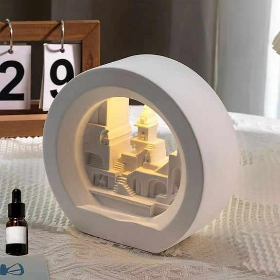 Kchsji Flameless Aroma Diffuser Lamp 5.91"x6.3"x2.36" Plaster Night Light with Essential Oil for Bedroom Study Bathroom Relaxation Mother's Day Father's Day Birthday Gift