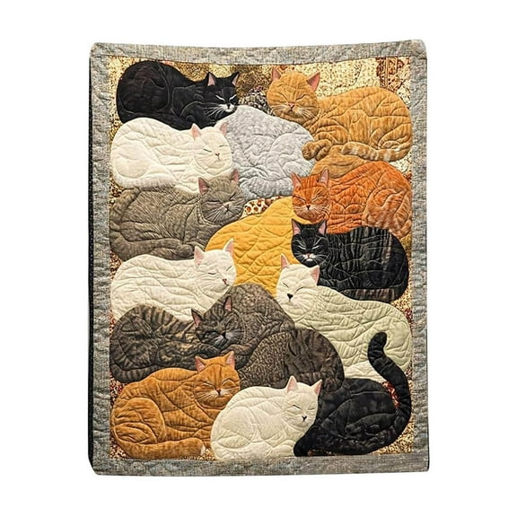 Kchsji Flannel Cat Print Blanket 59" x 78" Soft Cozy Throw Blanket for Sofa Bed, Warm Lightweight Blanket for Snuggling Relaxing for Cat Lovers Bedroom Living Room Travel Holiday Gift Christmas Decor