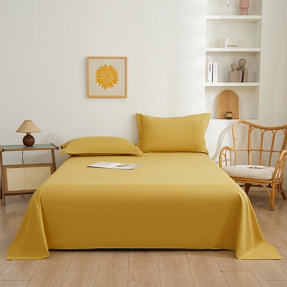 Kchsji Flat Bed Sheet Extra Large Solid Color Bedding Sheet Smooth Surface Secure Coverage Neat Bed Look Night Comfort, Breathable Sleep Cover for Bedroom Guest Room Master Bed