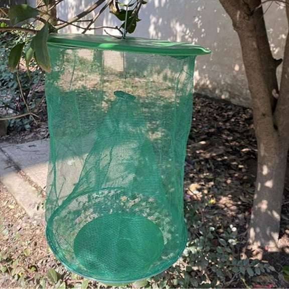 Kchsji Fly Catcher with Rain Cover - Reusable Outdoor Fly Trap, Effective for Horse Stables, Gardens, Yards, and Farms, Easy to Hang and Clean, Controls Flies and Other Pests in Outdoor Areas