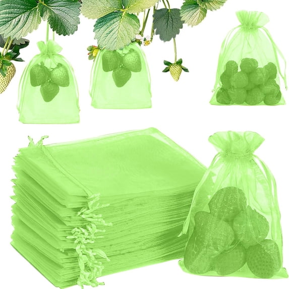 Kchsji Fruit Protection Bag - Green Yarn Mesh Bag with Drawstring, Gift Packaging Bags for Fruits, Jewelry, and Party Decorations, Reusable and Eco-Friendly, Perfect for Weddings and Festivals