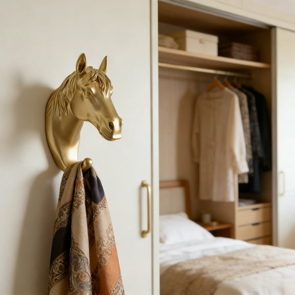 Kchsji Gold Animal Wall Hook, Decorative Wall Mount Coat Hanger, Unique Sculptural Coat Hook for Home Office and Living Room Decor, Functional Wall Hook for Entryways and Small Spaces