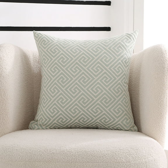 Kchsji Green Throw Pillow Cushion Cover - Geometrical Maze Pattern Decorative Square Pillow 18"x18", Soft Durable Fabric for Sofa Study Room Office, Perfect for Spring Indoor Outdoor Use