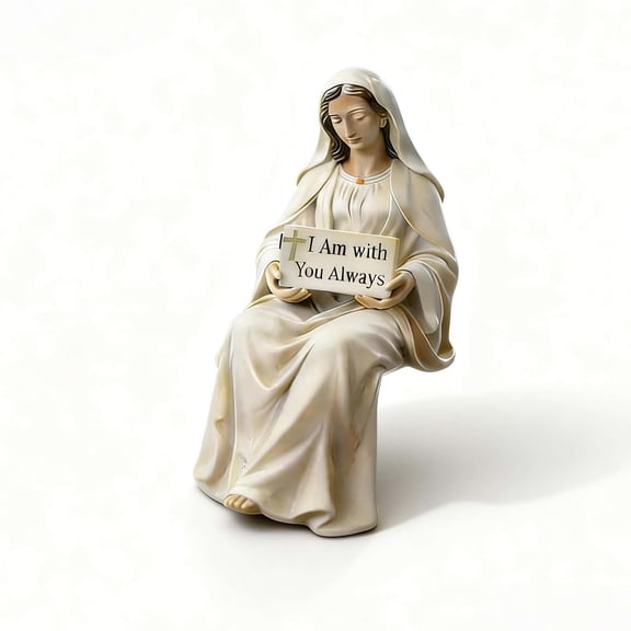 Kchsji Hand-Painted Ceramic Madonna Figurine, Small Religious Desk Ornament, Elegant Mary Statue, Decor For Shelf, Office, Bedside, Thoughtful Gift For Home, Prayer, Reflection, Compact And Durable