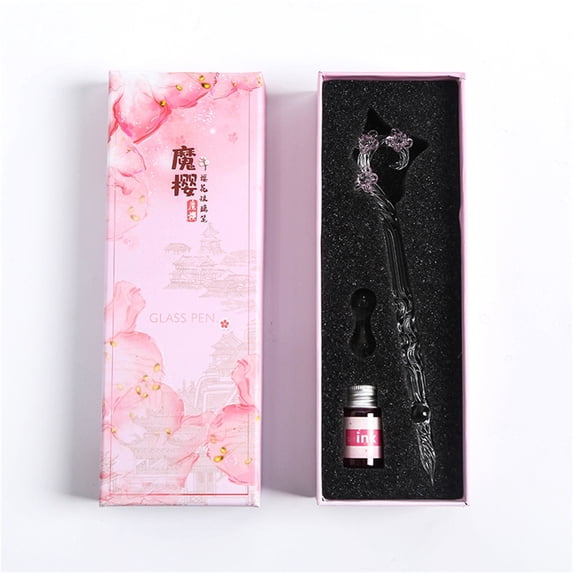 Kchsji Handcrafted Glass Dip Pen Ink Set 5ml Bottles Borosilicate Glass Colorful Sequins Calligraphy Writing Art Set for Office Students Artists Gift Christmas Birthday Weddings Events Creative