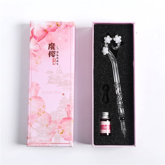 Kchsji Handcrafted Glass Dip Pen Ink Set 5ml Bottles Borosilicate Glass Colorful Sequins Calligraphy Writing Art Set for Office Students Artists Gift Christmas Birthday Weddings Events Creative
