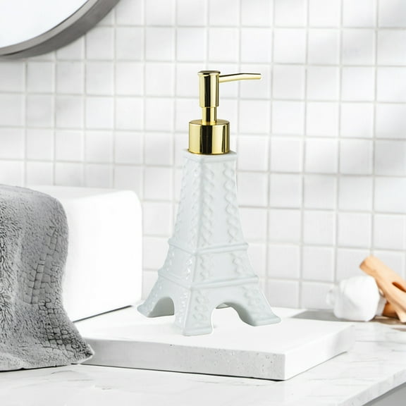 Kchsji Hands Sanitizer Bottle Bathroom Refill Bottle - Convenient Plastic Lotion Dispenser for Household, Travel - Elegant White, Silver, and Modern Design for Bathroom, Kitchen Use